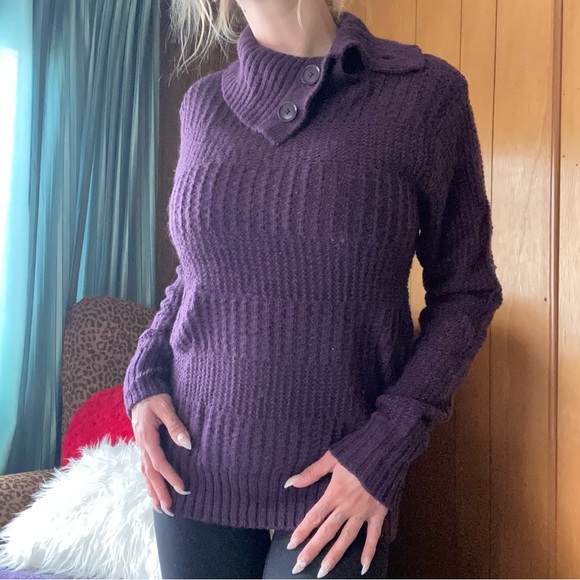 Nicole miller plum purple soft knit turtleneck sweater - Picture 2 of 4